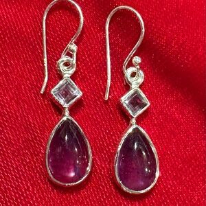 Amethyst dangle earrings. Sterling Silver 925. 
Faceted & non-faceted.Brand new